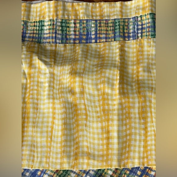 Curtains - yellow and plaid design with valence and tie backs - Picture 4 of 6